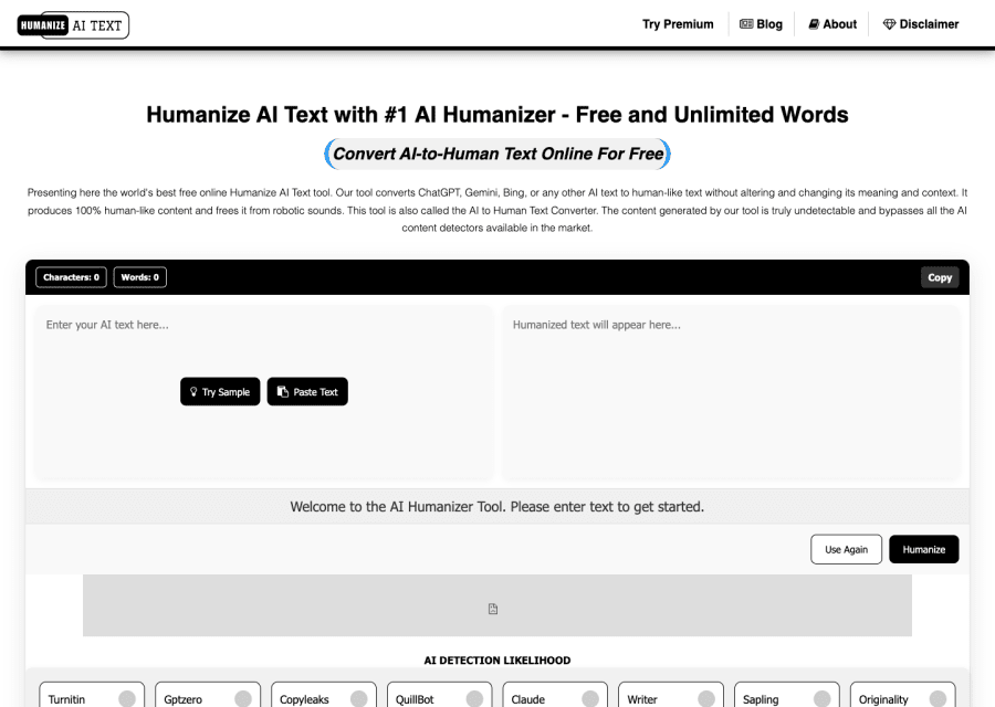 Humanize AI Text preview