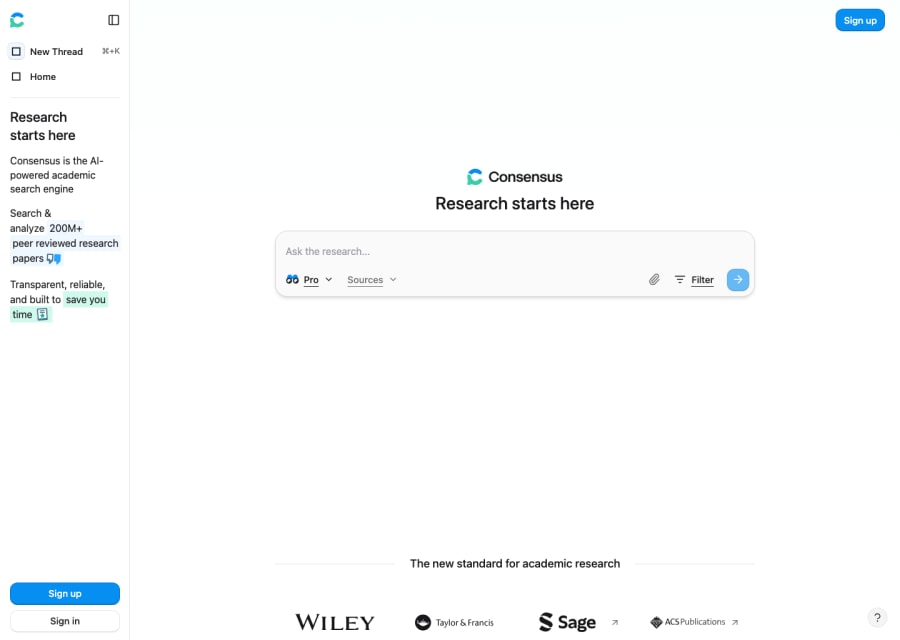 Consensus — Research AI tool screenshot