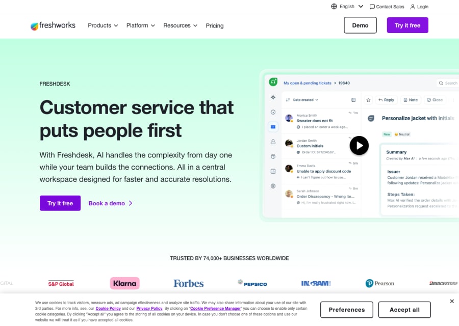Freshdesk AI preview