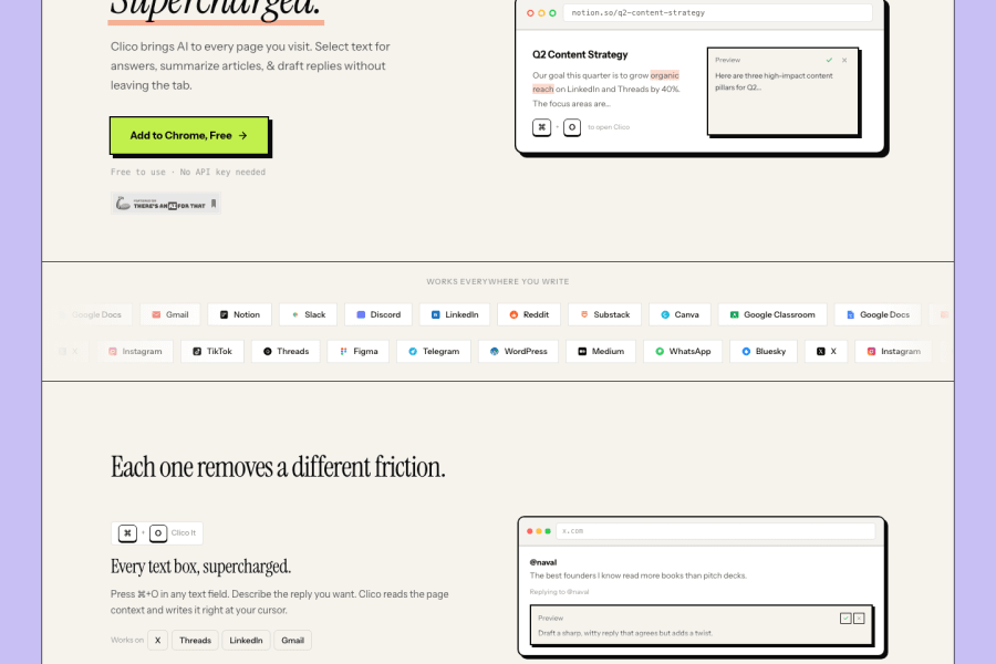Clico โ Text AI tool screenshot