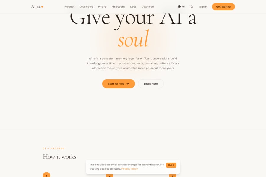 Alma by Olivares.AI — Text AI tool screenshot
