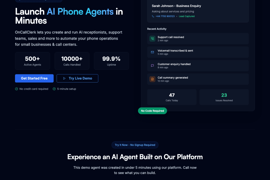 OnCallClerk — Business AI tool screenshot