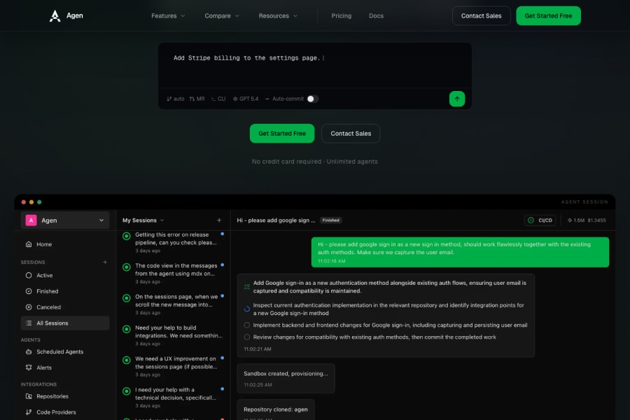 Agen — Code AI tool screenshot
