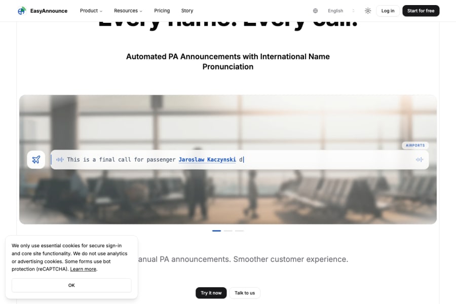 EasyAnnounce — Audio AI tool screenshot