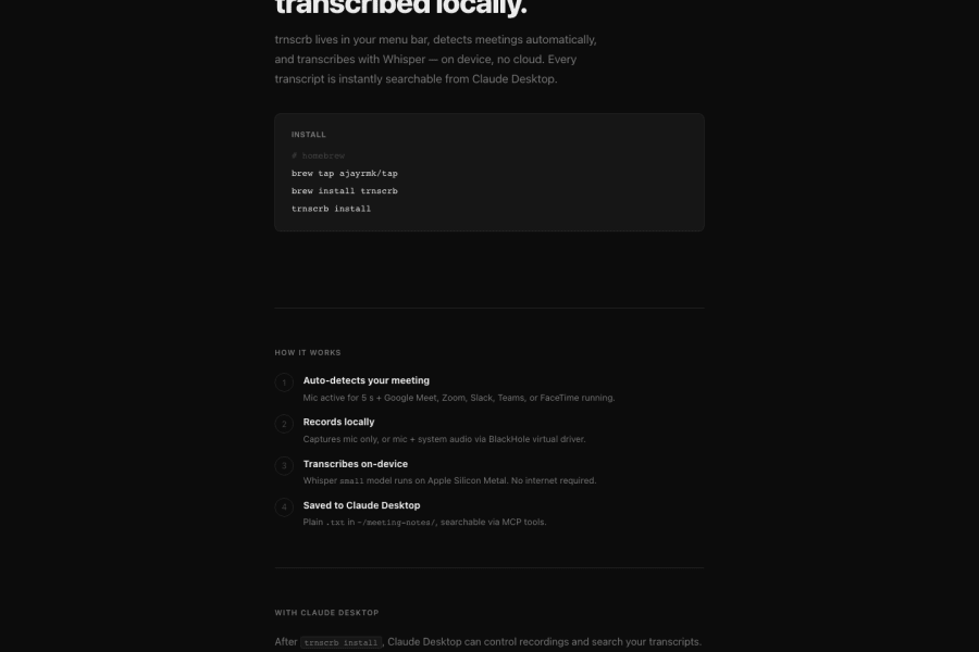 trnscrb — Audio AI tool screenshot