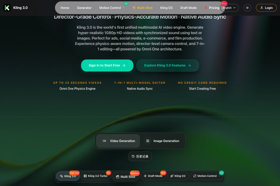 Kling 3.0 AI Video Generator — Video AI tool screenshot