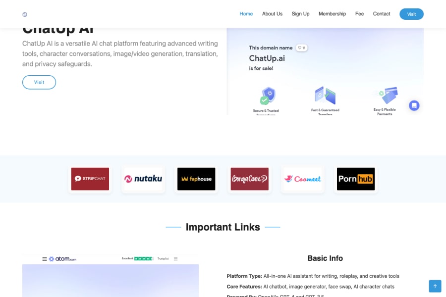 ChatUp AI — NSFW AI tool screenshot