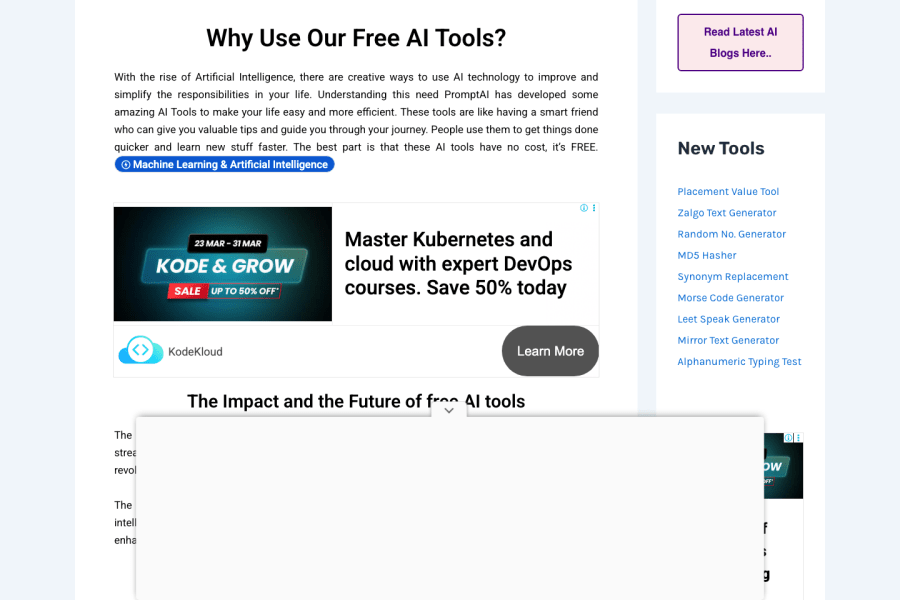Prompt AI Tools — Text AI tool screenshot
