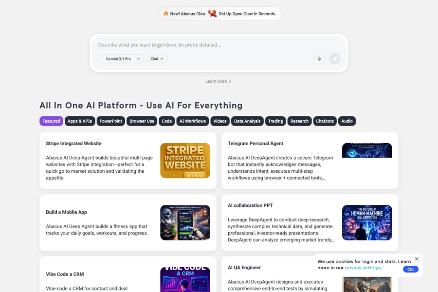 Abacus AI — Business AI tool screenshot