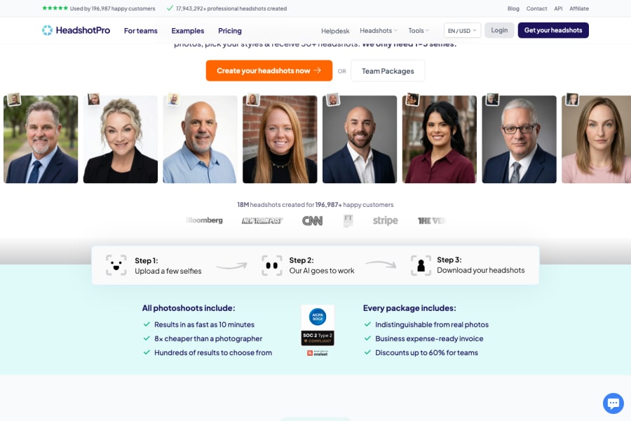 HeadshotPro — Image AI tool screenshot