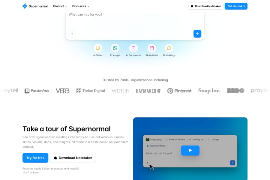 Supernormal — Business AI tool screenshot