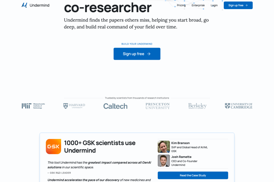 Undermind — Research AI tool screenshot