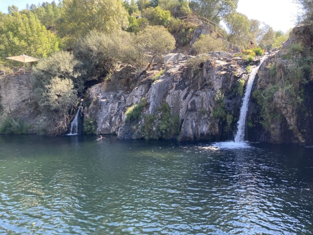 A waterfall