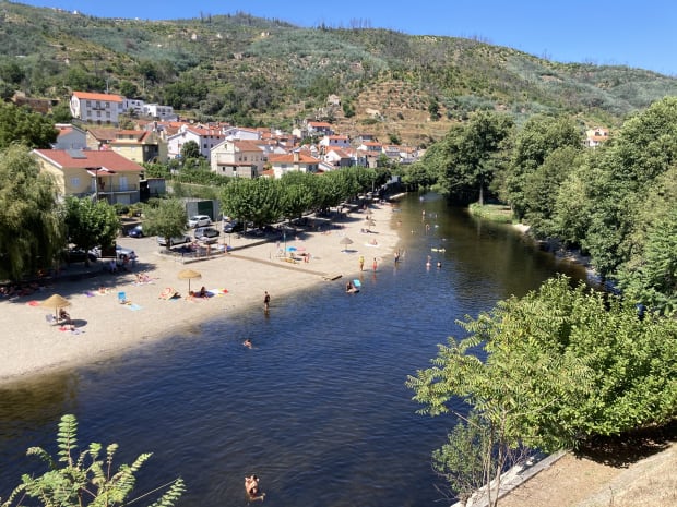 Overlooking a river beach