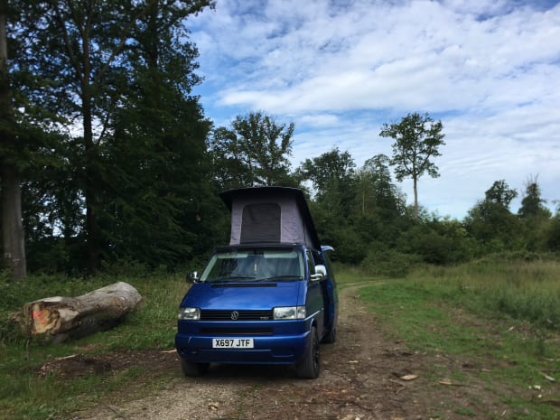 Our first night camping out in the woods in France
