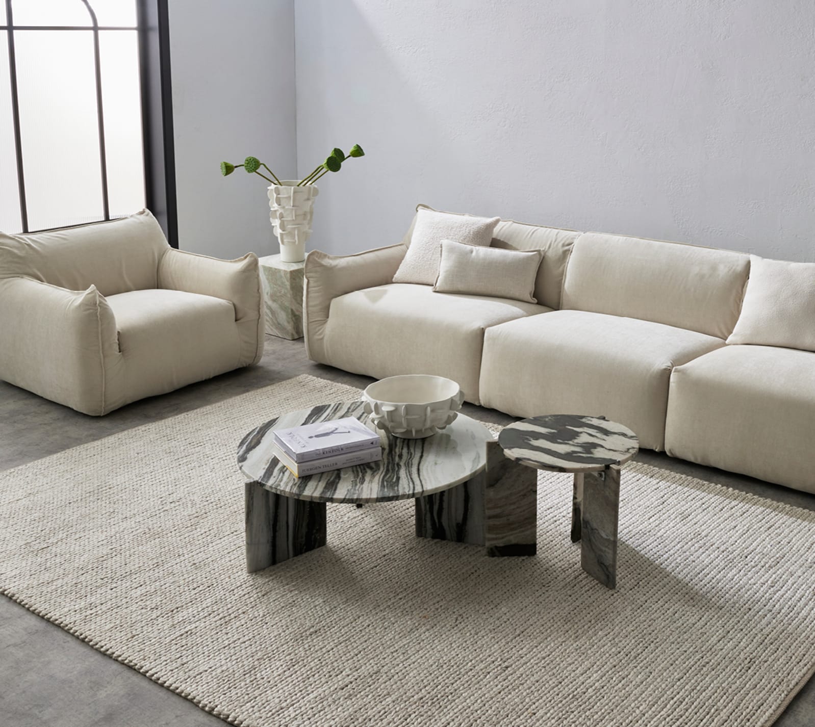 Buy Capello Panda White Marble Side Table - James Lane Australia