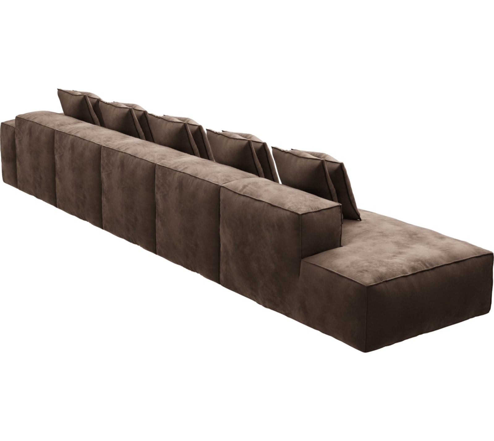 Riley Muse Chocolate Modular Sofa - 1x Arm, 4x Armless, 1x Left Terminal color Muse Chocolate