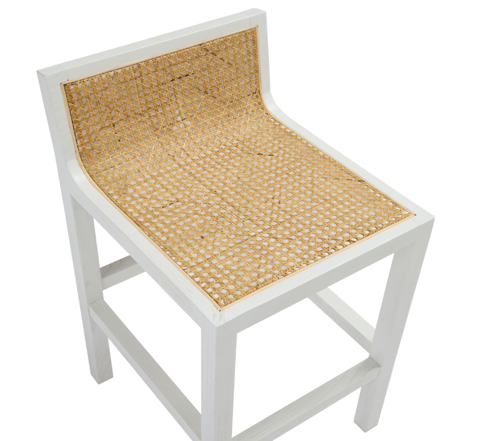 Zeta White & Rattan Counter Stool color White
