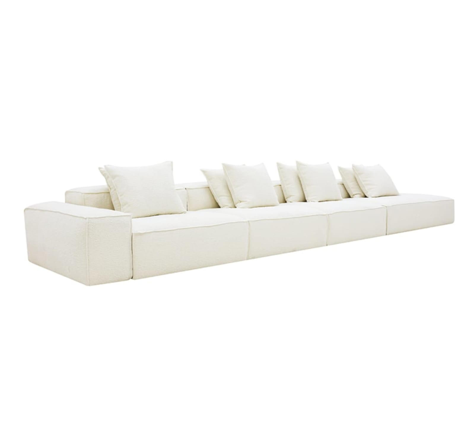 Riley Boucle Ivory Modular Sofa - 1x Arm, 3x Armless, 1x Right Terminal color Boucle Ivory