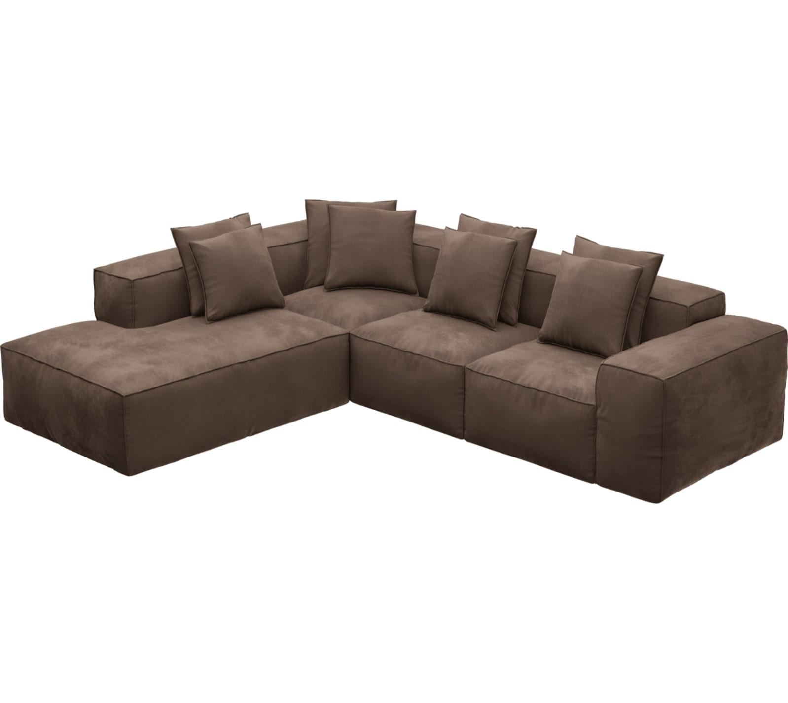 Riley Muse Chocolate Modular Sofa - Arm, 2x Armless, Corner, Left Terminal color Muse Chocolate