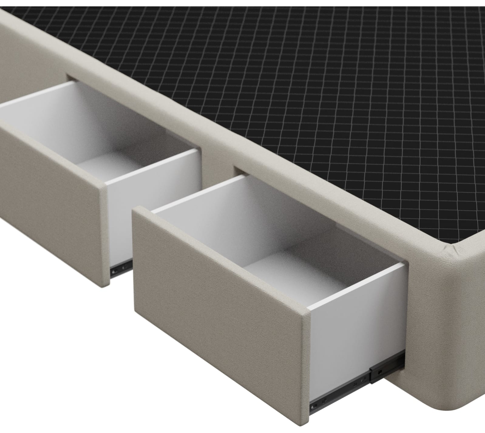 Zenith Storage Drawer Bed Base View Cream color View Cream