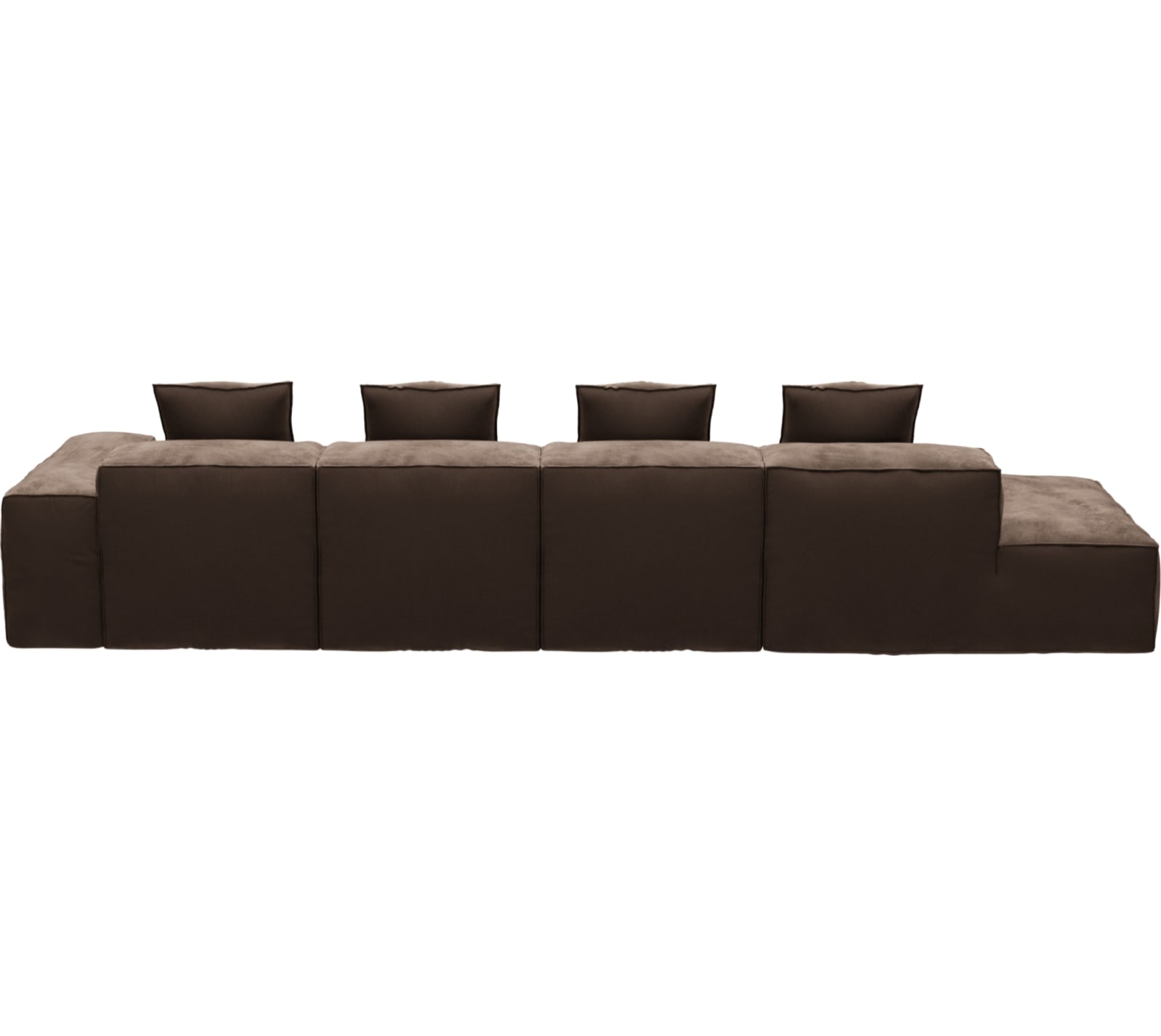 Riley Muse Chocolate Modular Sofa - 1x Arm, 3x Armless, 1x Left Terminal color Muse Chocolate