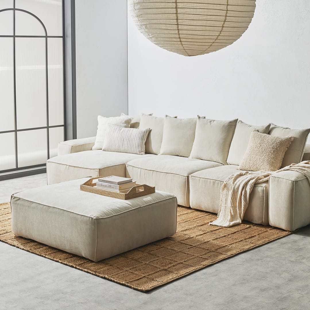Buy Riley Muse Flax Modular Sofa - 3 Seater Chaise - James Lane Australia