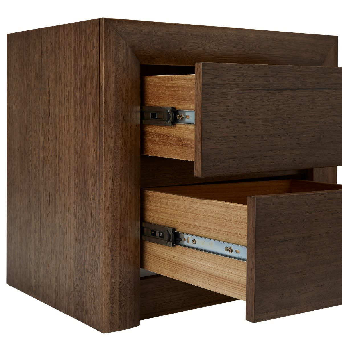 Buy Bellambi Dark Messmate Bedside Table - 2 Drawer - James Lane Australia