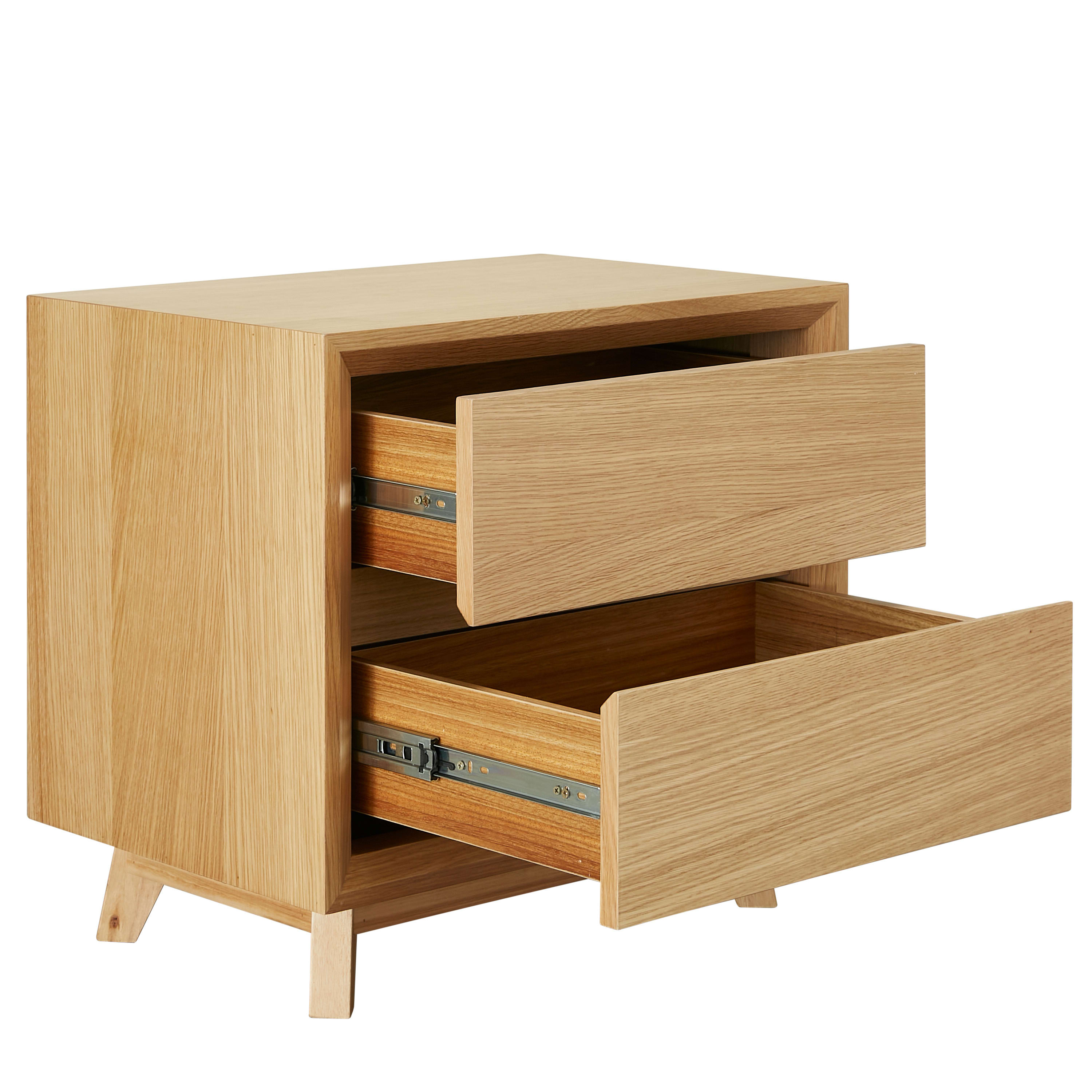 Buy Morgan Oak Bedside Table - 2 Drawer - James Lane Australia