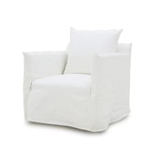 Como Rocker Swivel Chair Linen Pure White color Linen Pure White