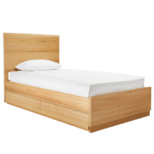 Zappy Standard Bed with Long Under Drawer color Natural