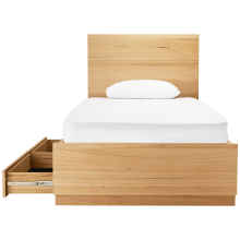 Zappy Standard Bed with Long Under Drawer color Natural
