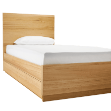 Zappy Standard Bed with Long Under Drawer color Natural