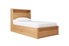 Clemence Kids Gas Lift Storage Bed & Drawers & Bookend with USB & LED color Natural