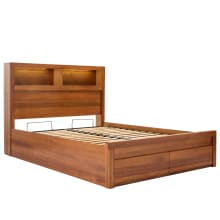 Clemence Blackwood Gaslift Bed Drawers Bookend with USB & LED color Blackwood