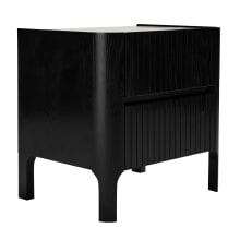 Lanoz Black & Ceramic Top Bedside Table - 2 Drawer color Black