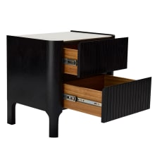 Lanoz Black & Ceramic Top Bedside Table - 2 Drawer color Black