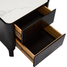 Lanoz Black & Ceramic Top Bedside Table - 2 Drawer color Black