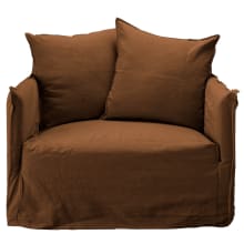 Como Linen Darling Chair Cocoa - 1.5 Seater color Linen Cocoa