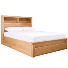 Clemence Gas Lift Storage Bed & Drawers & Bookend with USB & LED color Natural