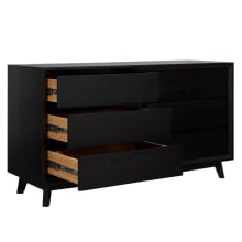Morgan Oak Dresser Black - 6 Drawer color Black