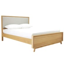 Morgan Oak Bed Frame with Upholstered Headboard color Natural