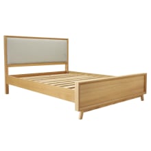 Morgan Oak Bed Frame with Upholstered Headboard color Natural