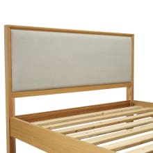 Morgan Oak Bed Frame with Upholstered Headboard color Natural