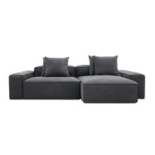 Riley Linen Charcoal Modular Sofa - 2 Seater Chaise color Linen Charcoal