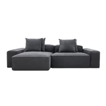Riley Linen Charcoal Modular Sofa - 2 Seater Chaise color Linen Charcoal