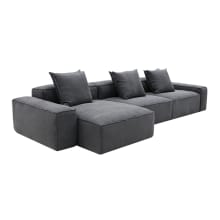 Riley Linen Charcoal Modular Sofa - 3 Seater Chaise color Linen Charcoal