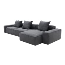 Riley Linen Charcoal Modular Sofa - 3 Seater Chaise color Linen Charcoal