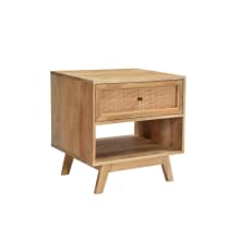 Tulum Mango Wood and Rattan Bedside Table - 1 Drawer color Natural