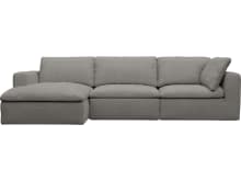 Cloud Deep Isla Soft Grey Left Facing Modular Sofa - 3 Seater Chaise color Isla Soft Grey